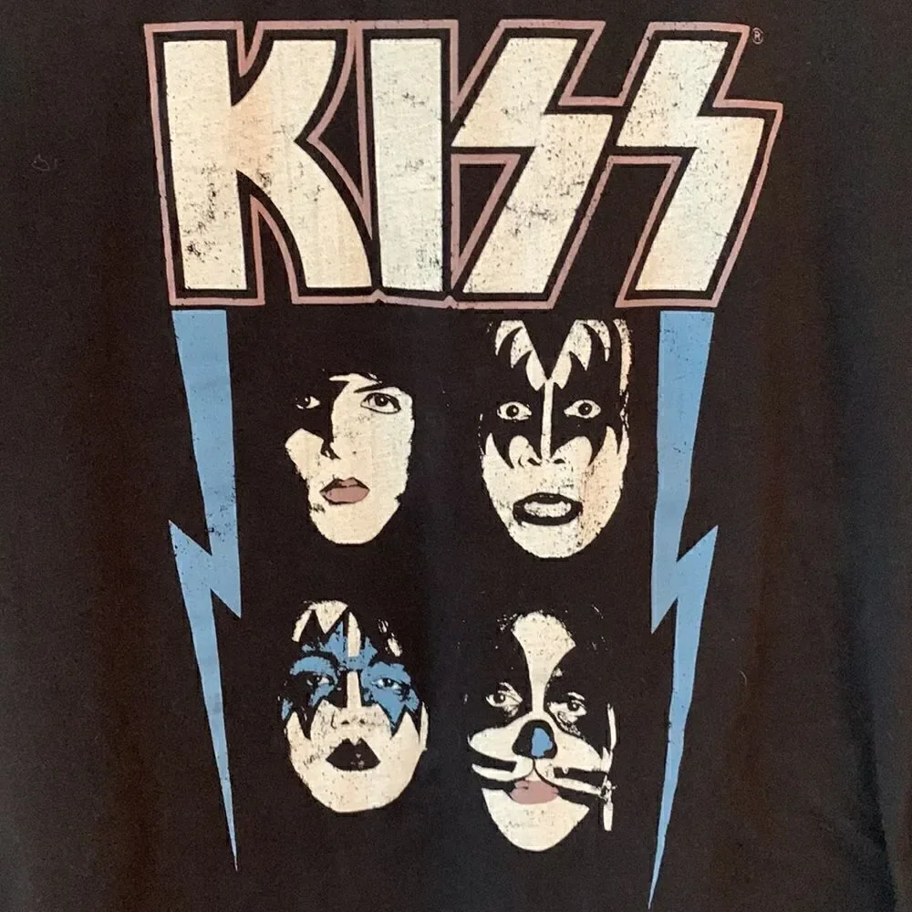 KIZZ Black Concert Band Shirt “ I was made for loving‎ you” size large